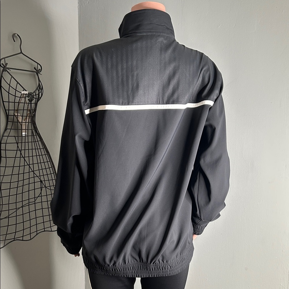 Under Armour Women's Black Track Bomber Jacket with White Trim - Picture 4 of 5